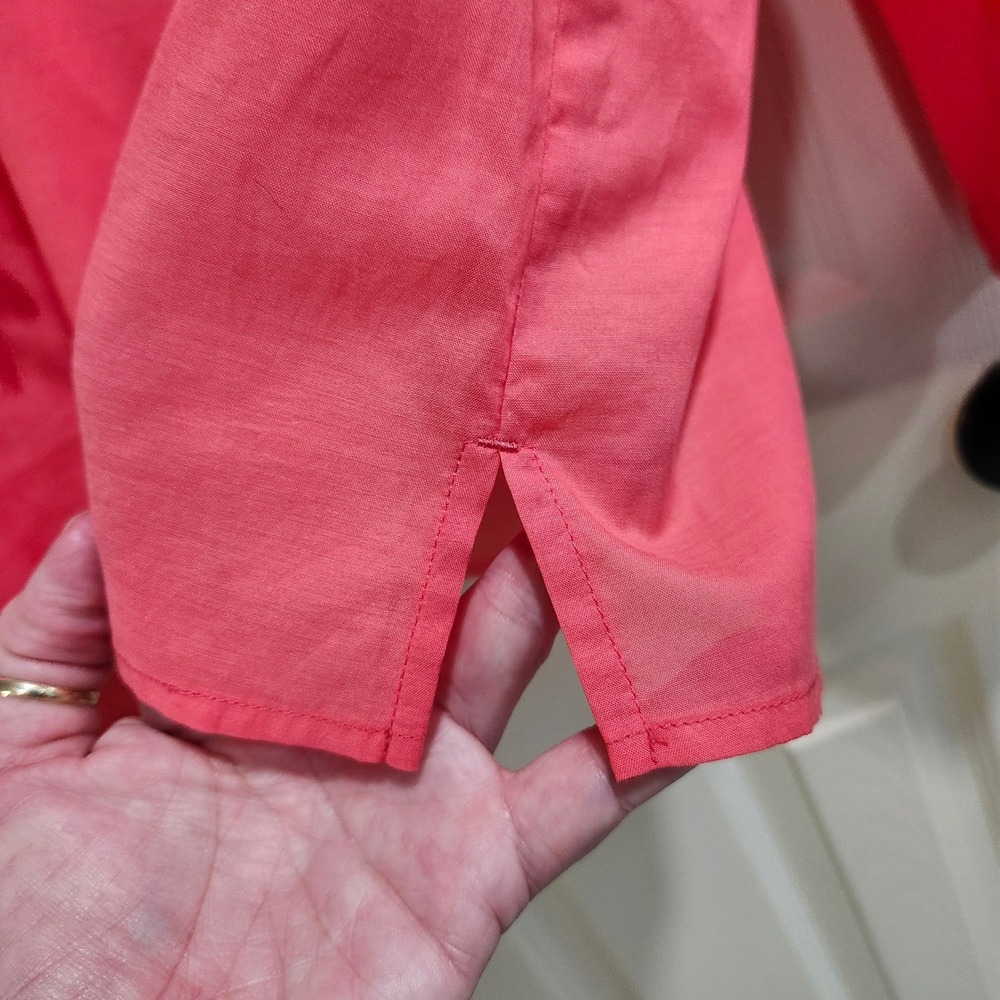 Chicos Papaya Coral Cotton Lyocell Tassel Tie Popover Blouse NWT Size 3 Large XL - Picture 7 of 10